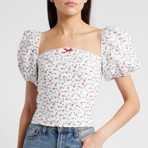 NWT Reformation Marella Puff Sleeve Linen Top US 4